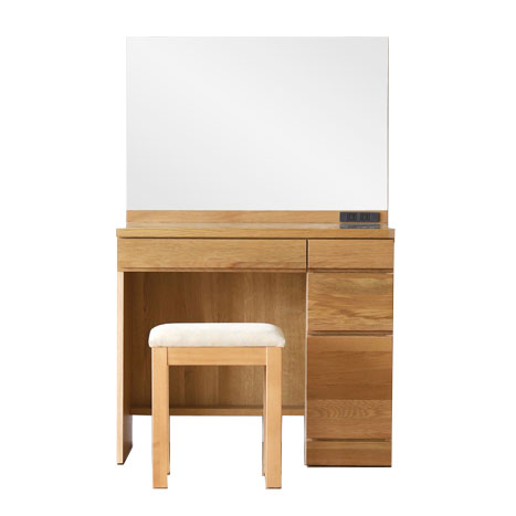 【国産家具】鏡台 レクサス 80ドレッサー (スツール付き）ホワイトオーク材の木目が美しい家具