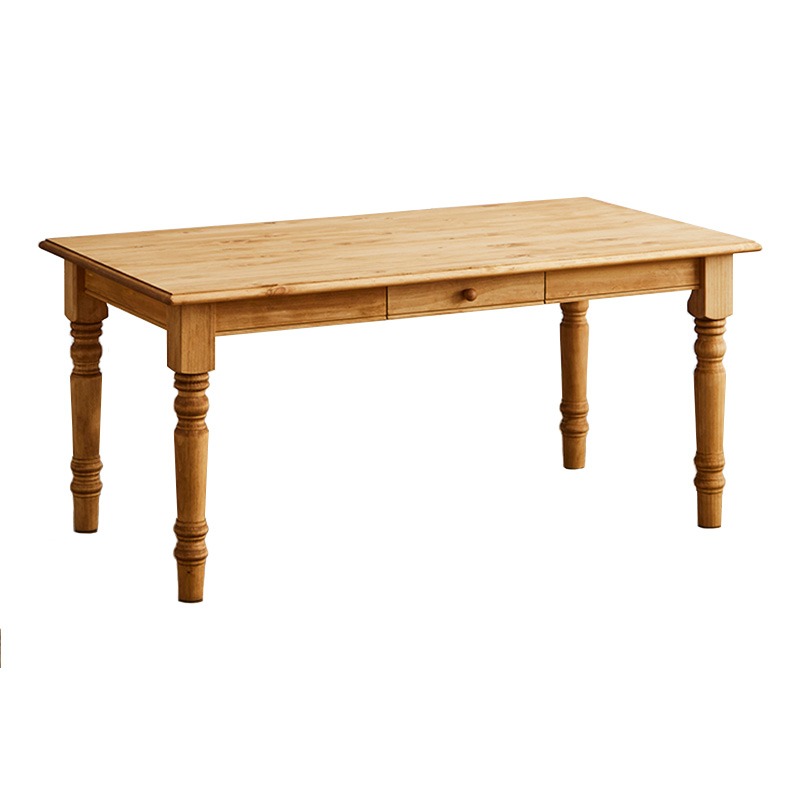 ダイニングテーブル 150X80 パイン材 無垢 Pine Furniture 【テーブル1500 A001-150 】 ロクロ脚 引出し付 4人用【送料無料】
