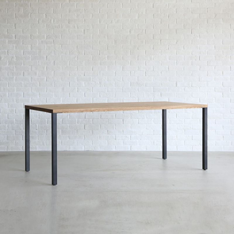 【EASY LIFE/イージーライフ】ブラックスチールとナラの無垢材をオイルで仕上げたかっこいいデザイン　ダイニングテーブル 「シンク」 180サイズ