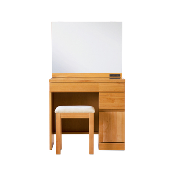 【国産家具】鏡台 ナチュラル 73ドレッサー(椅子付き) アルダー材 オイル仕上げのやさしい木肌感