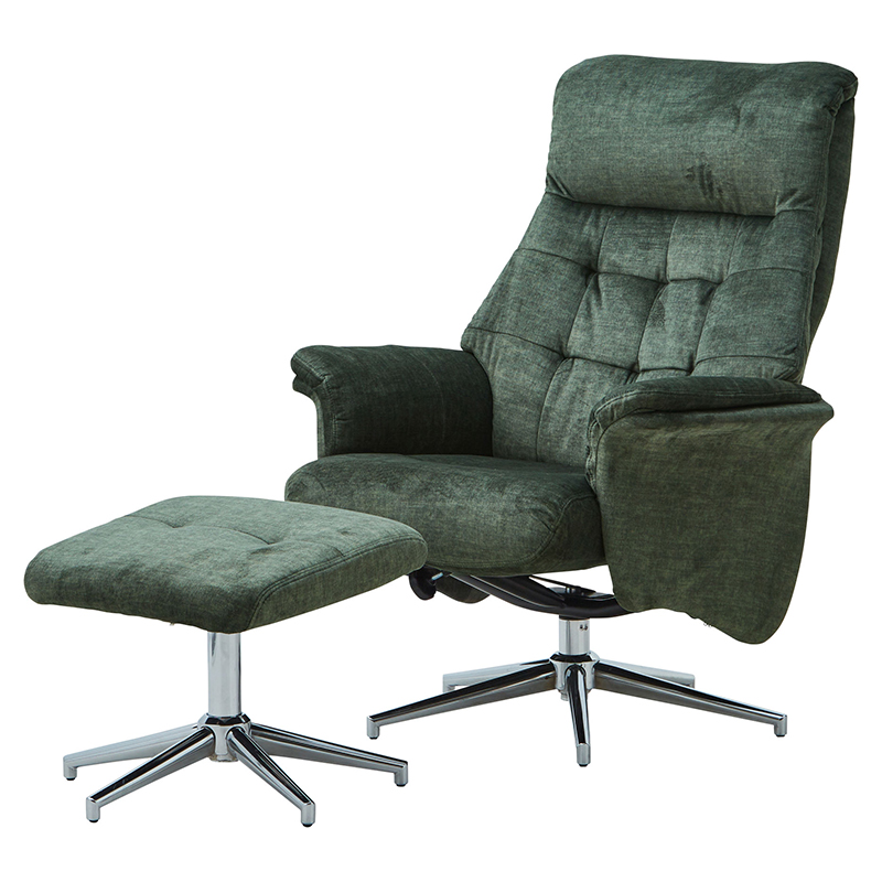 ソファ リクライナー  オットマン付き 布製  [ドルフィン ] 回転式