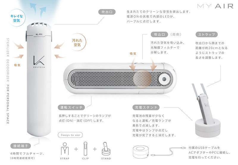 【匿名配送】花粉　カルテック 日本製　MY AIR マイエア　KL-P02-K