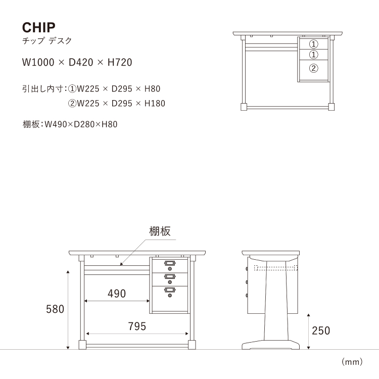 チップ デスクのサイズ チップ デスクのサイズ