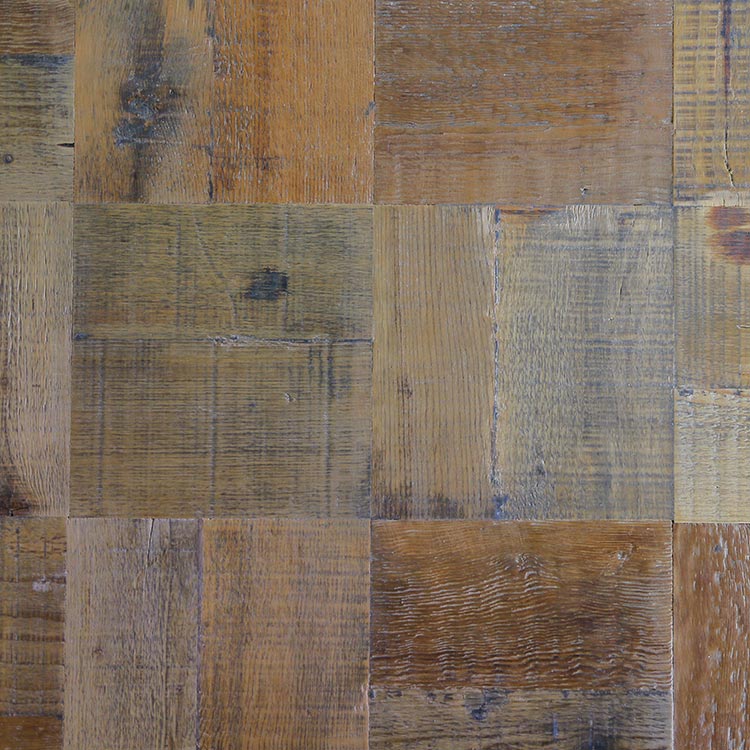 趣のある古材の寄木の天板