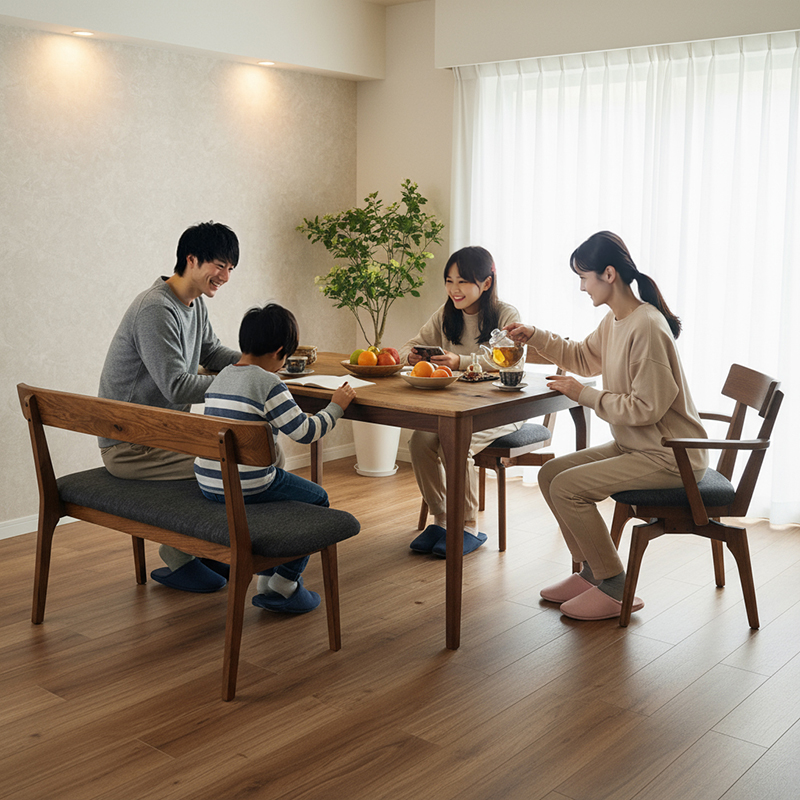 立ち座りのしやすいナチュラルデザインのダイニングチェア